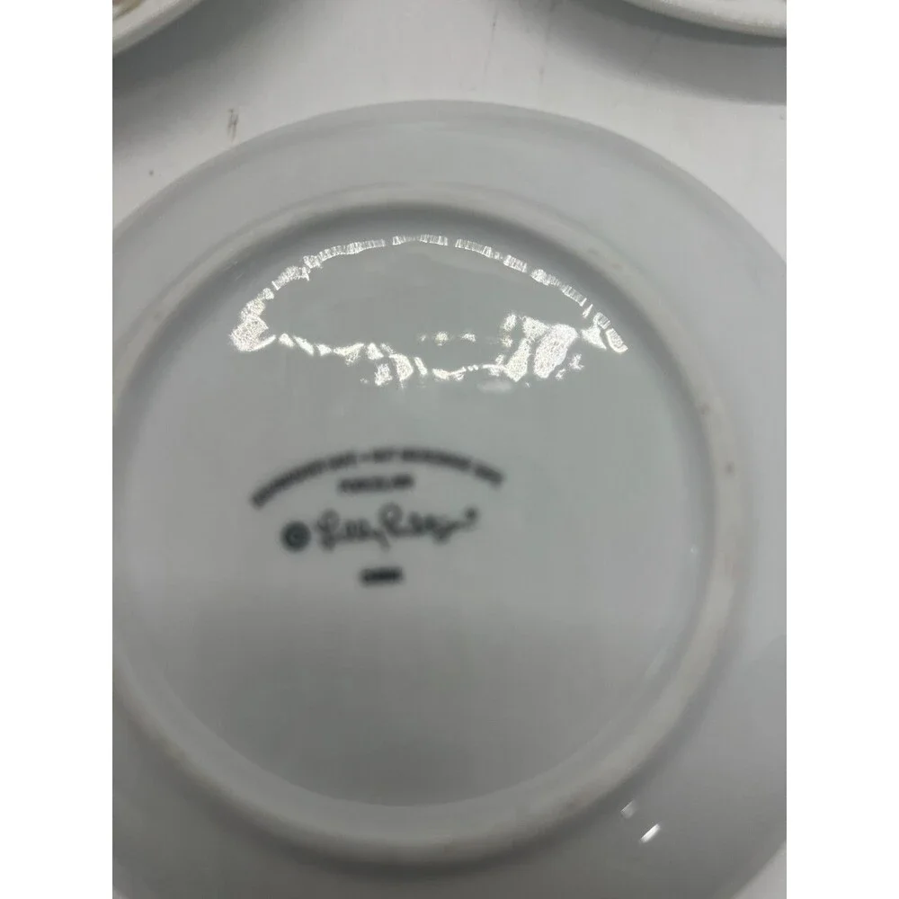 Set of 3 Lilly Pulitzer Target White Gold 5” plates elephant glass decor turtle